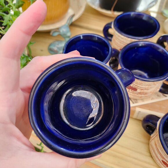 RARE Vintage Handmade black widow spider ceramic espresso mugs, set of 6 - Picture 8 of 13